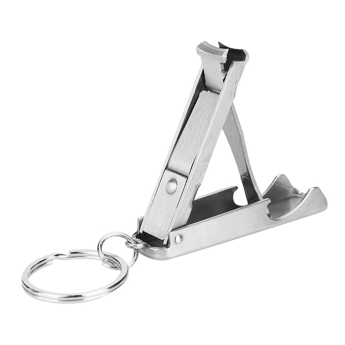 Mini Outil 2 en 1 Porte-clés Anneau Coupe-ongles Ciseaux Ouvre-bouteille white