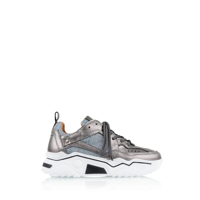 DWRS® Dames Sneakers - Grijs - 80% Leer - Maat 37