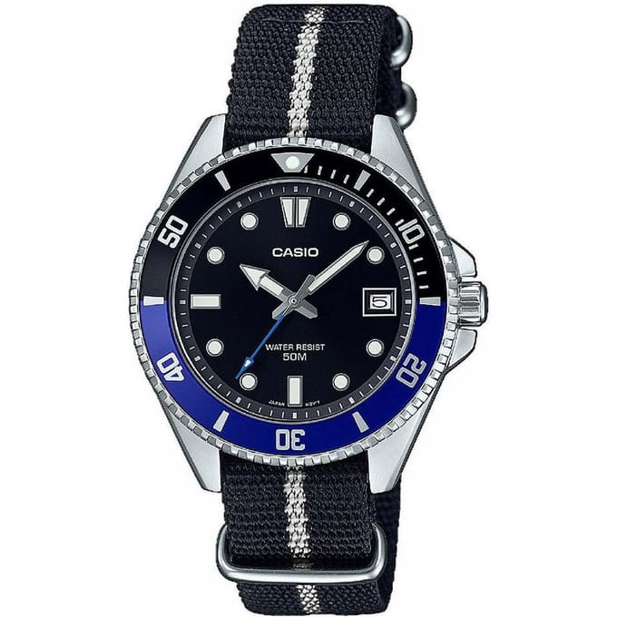 Casio Casio Collection MDV-10C-1A2VEF Horloge - Textiel - Zwart - Ø 36 mm