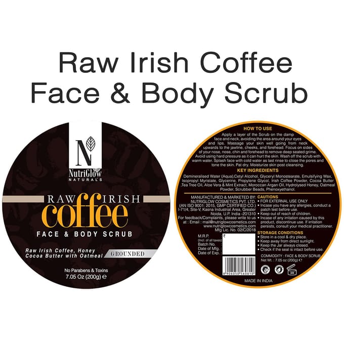 NutriGlow Natural's Raw Irish Coffee Body Cream Non Greasy, Lightweight 7.05 oz 7.05 oz black
