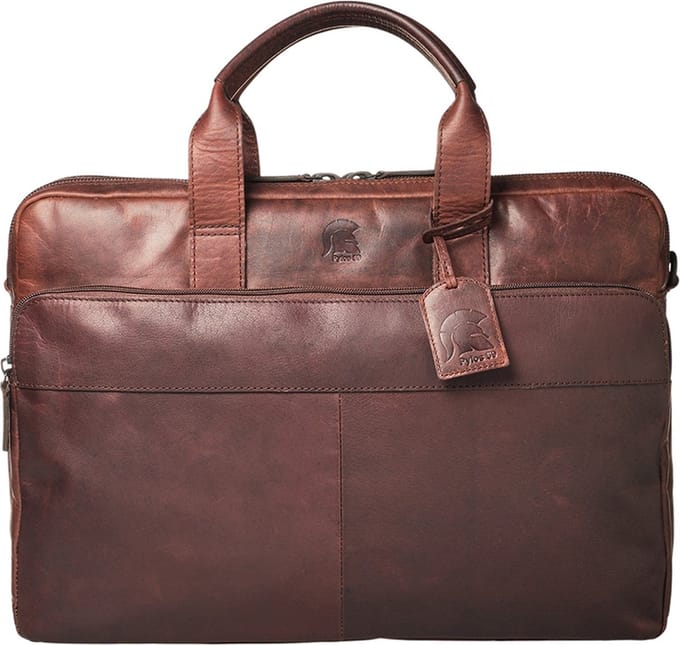 Pylos59 Buff Oily Dames & Heren laptoptas - 17 inch - Werktas A4 - Leer - Bruin