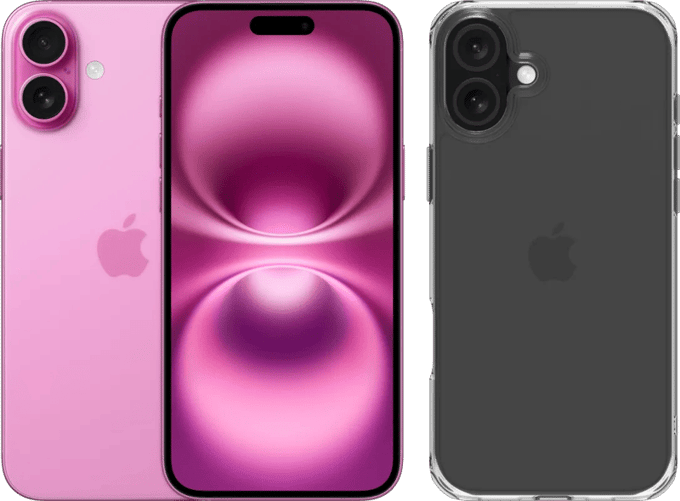 Apple iPhone 16 Plus 256GB Roze + BlueBuilt Protective Back Cover Transparant