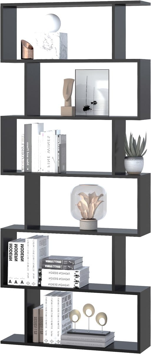 HOMCOM-Boekenplank-Hout-80x23x192cm-Zwart