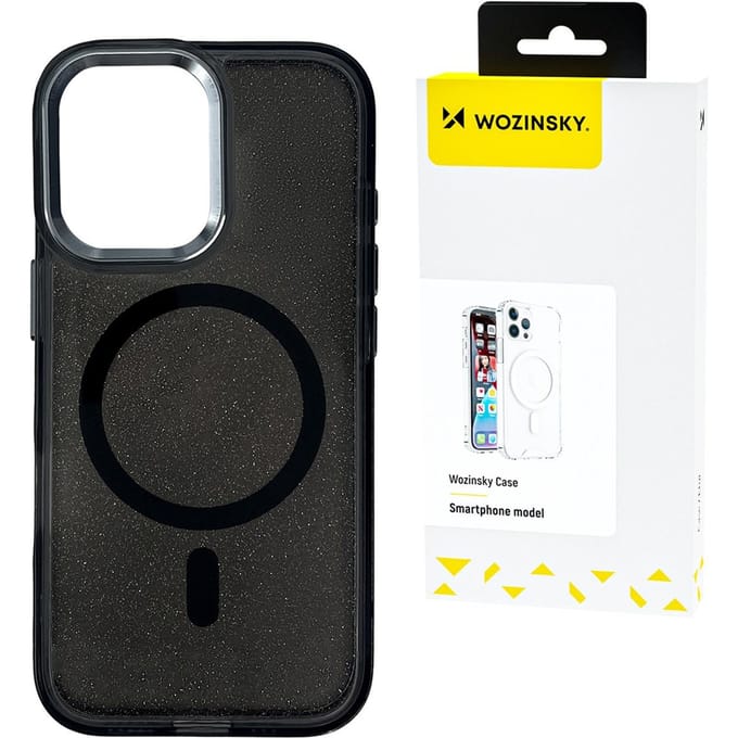 Wozinsky Glitter Case with Mag Safe for Samsung Galaxy S25 Ultra - Black with Glitter