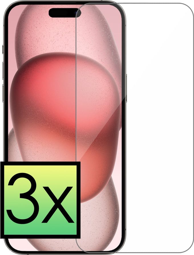 Screenprotector - 3 Stuks - Geschikt voor Apple iPhone 15 Pro - Extra Sterk - Beschermglas - Gehard Glas - Tempered Glass - Screen Protector - Bescherm Cover