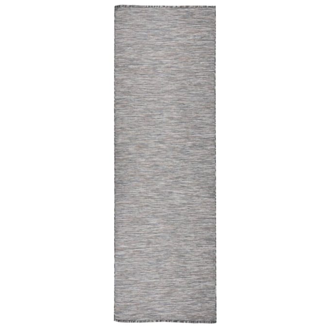 vidaXL - Buitenkleed - platgeweven - 80x250 - cm - bruin - en - blauw