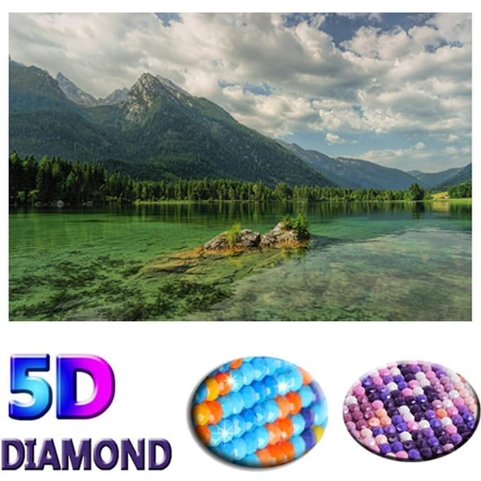 Peinture Diamant 5D Complète Paysage Montagnes et Eaux Broderie Diamant 20X30CM gray