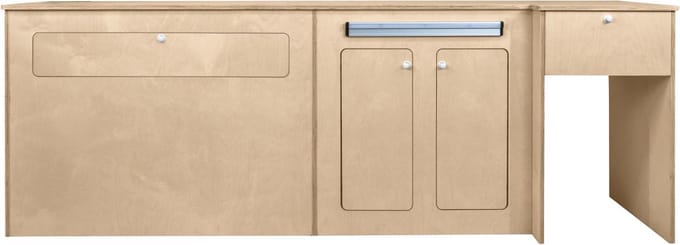 Camper keuken pod lhd - natuurlijk - 211 cm - inklapbare tafel