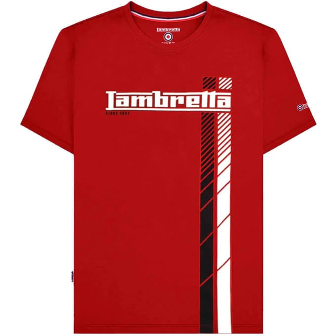 Lambretta Heren Racing Stripe T-shirt (Rood)