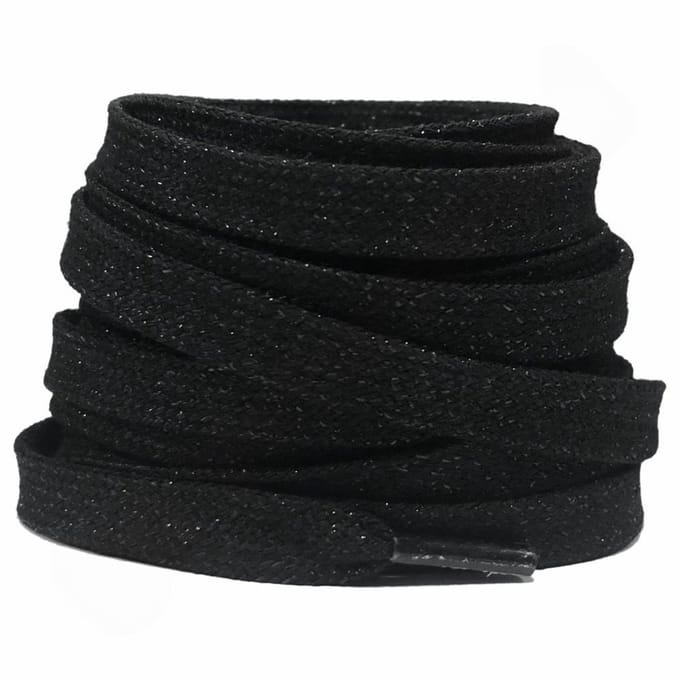Glitterveters 8mm Zwart 120cm - Plat