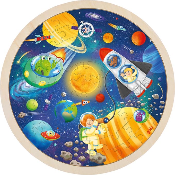 Goki Wooden Jigsaw Puzzle Around Space Travel 57pcs. Hout