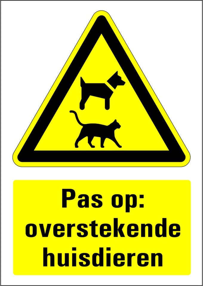 Pas op overstekende huisdieren sticker 148 x 210 mm