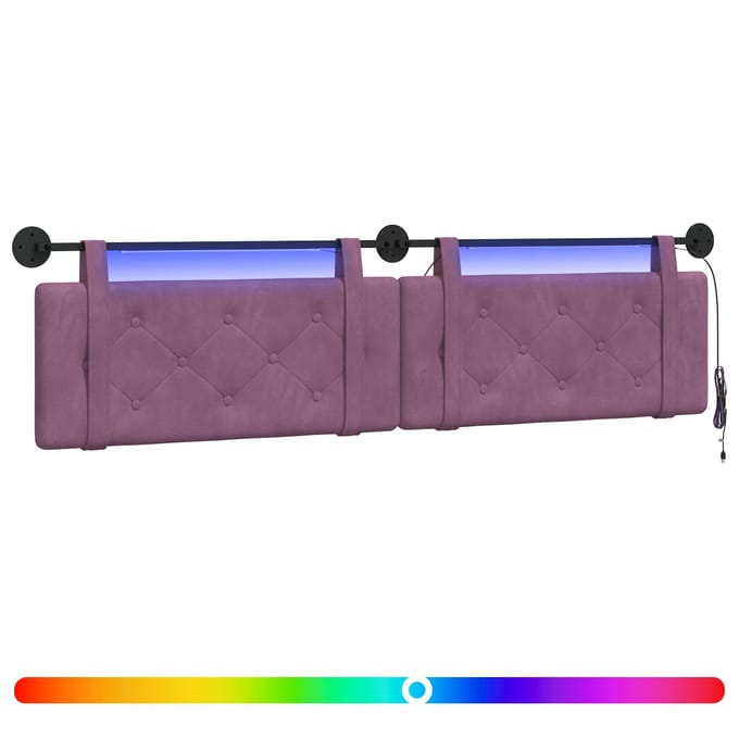 vidaXL - Hangend - hoofdbord - Met - LED-verlichting - Paars - Fluweel