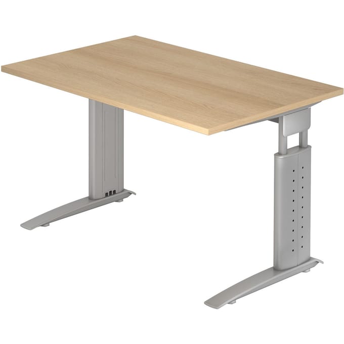 UNDA 12 S | Bureau - 120x80 Eiken/Zilver Tafelhoogte I In hoogte verstelbaar
