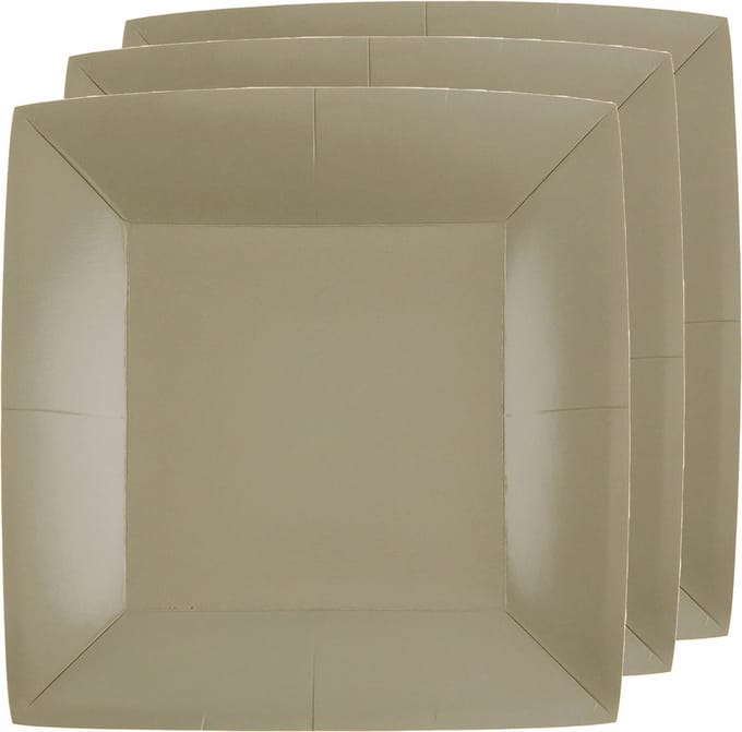 Santex Feest gebaksbordjes - taupe - 10x - karton - 18 cm - vierkant - kartonnen feestbordjes