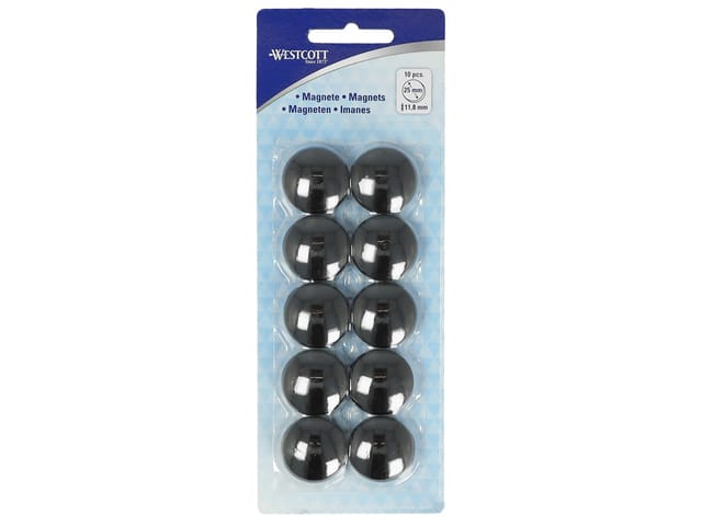Westcott magneten - Ø 25x11,8mm - zwart - 10 stuks - AC-E10809