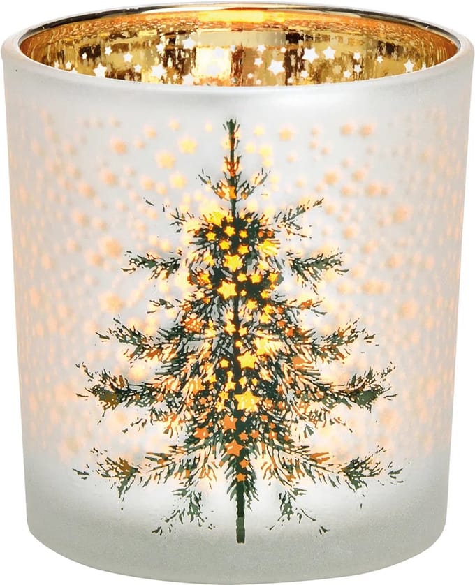 Waxinelichthouder sparkling kerstboom op een witte achtergrond