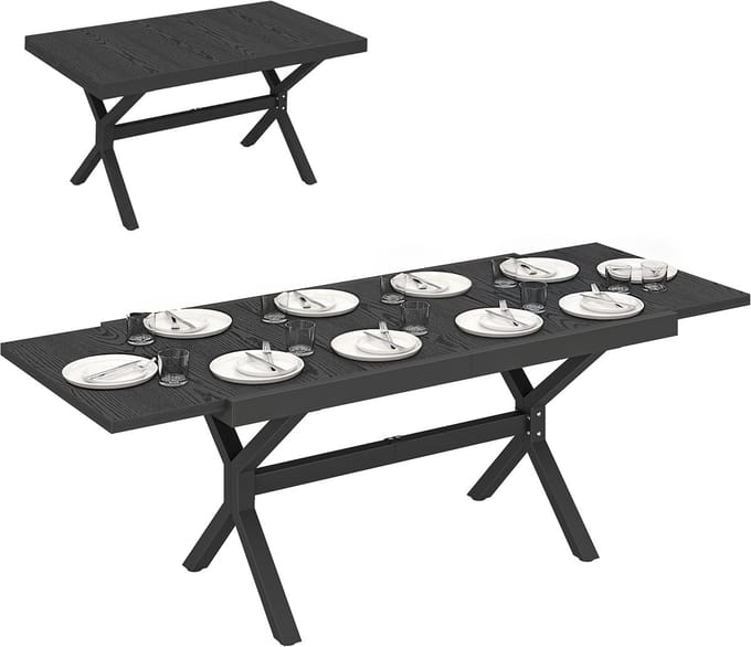 Outsunny uitschuifbare eettafel voor buiten - Aluminium, staal - 214 x 85 x 73 cm - Donkergrijs