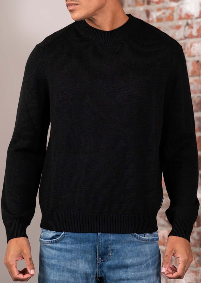 Armani Exchange Wool cotton crewneck - black