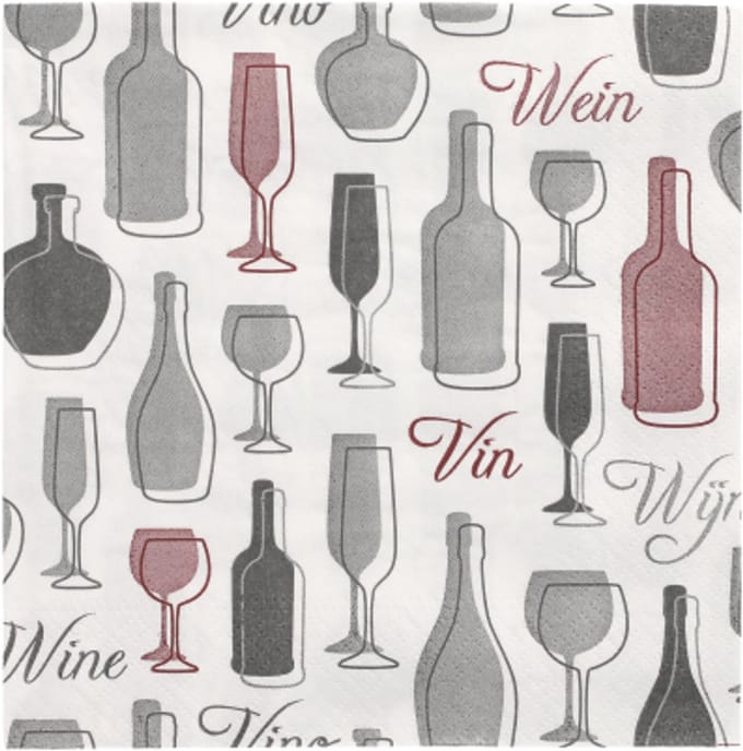 12x 30 Servetten 3-laags 1/4 vouw 33 cm x 33 cm grijs Wine