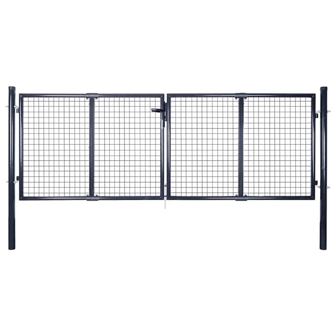 vidaXL - Tuinhek - van - gaas - gegalvaniseerd - staal - 300x75 - cm - grijs