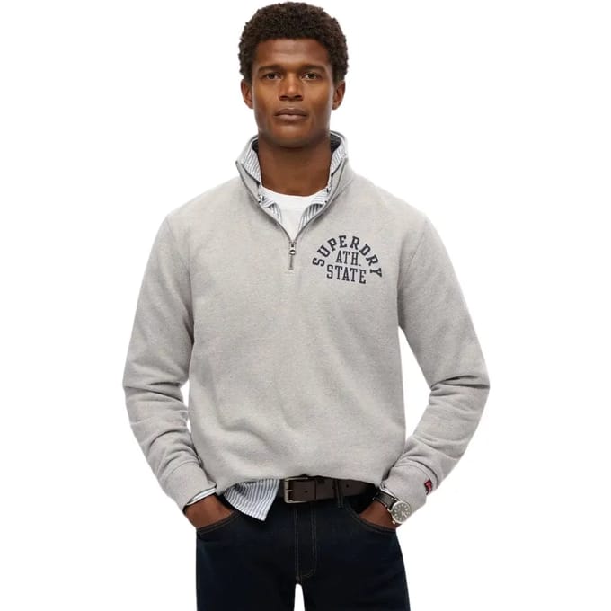 Superdry - Athletic Essentials sweatshirt met halve rits - Heren - Truien