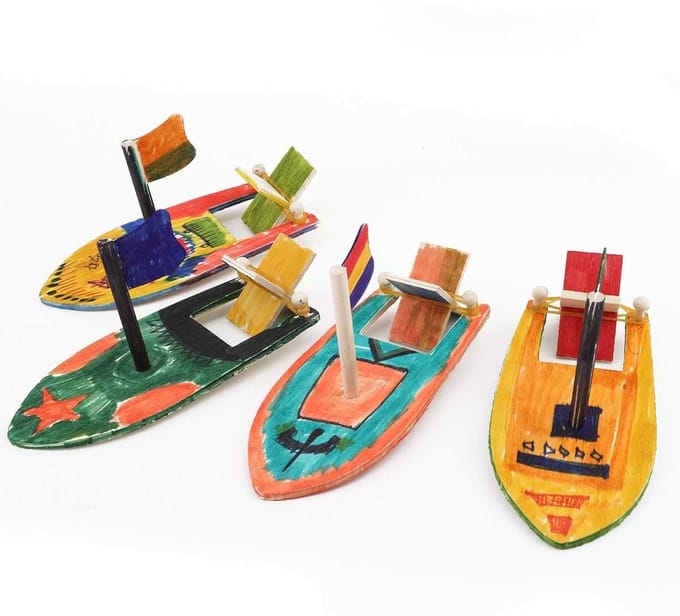 Dailygoods - 6-Delige Doe-Het-Zelf Zeilboot Modelset voor Knutselen