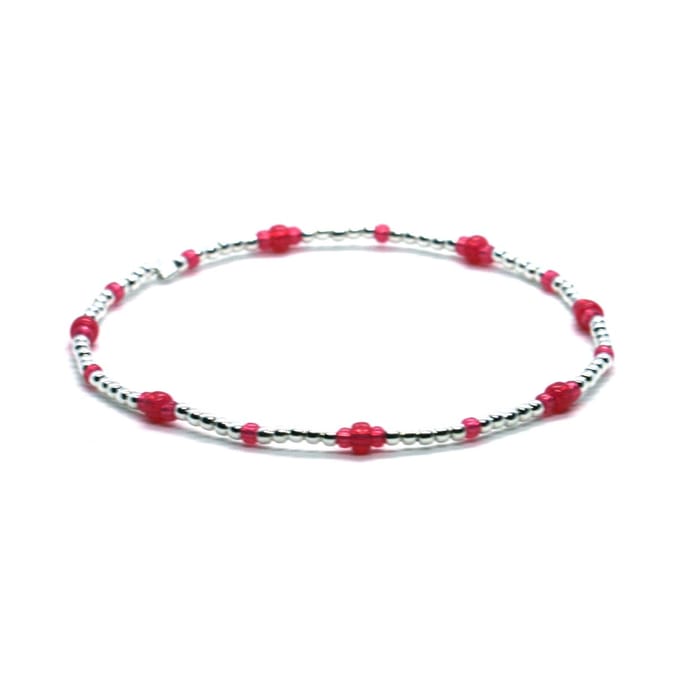 Heaven Eleven - dames - armband - sterling - zilver - 925 - Fuchsia - 1,5mm