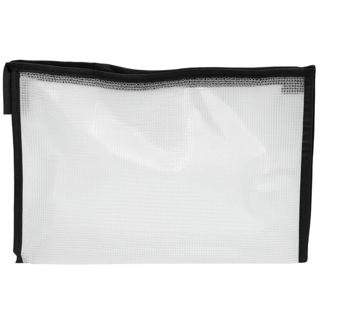 Exiton Handy Pouch - Grote Mesh etui - Transparant Reinforced - Zipper Bag - A4