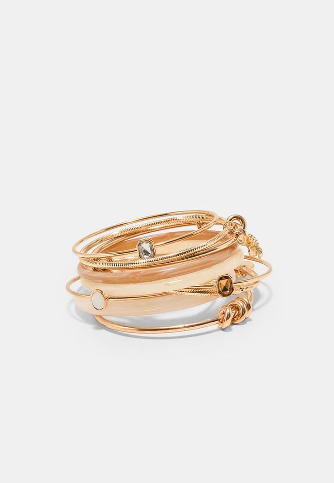 Stradivarius Set van 10 multi-charm armbanden  Goud OS