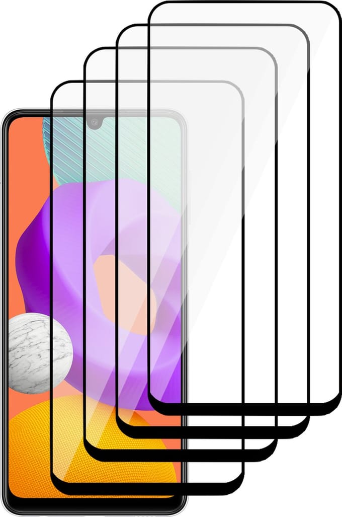 Screenprotector geschikt voor Samsung Galaxy M22 - Full Screen Protector Glas - 4 Stuks