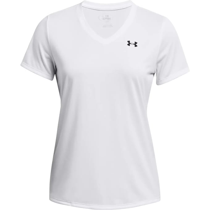 Under Armour Tech SSV- Solid-WHT Dames Sportshirt - Wit - Zwart