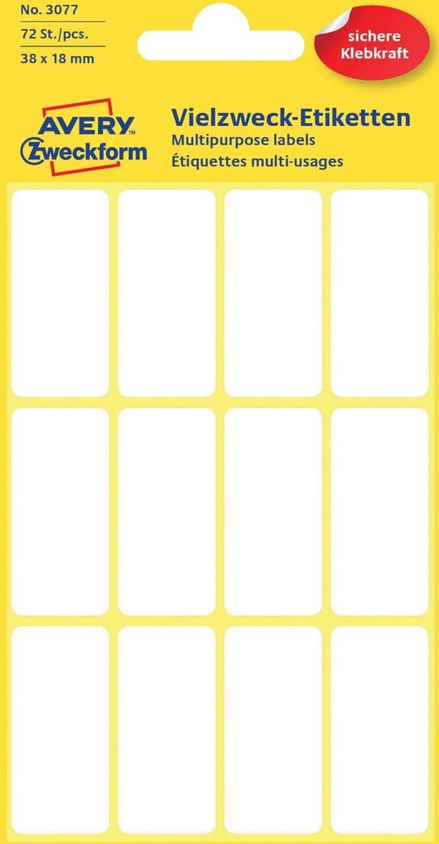 Etiket wit 38x18mm pak a 10 stuks
