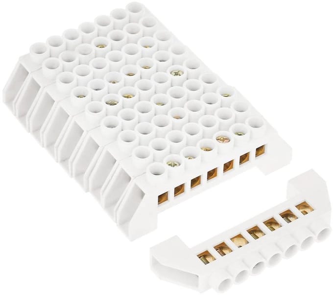 7-Hole Terminal Blocks - Elektrisch distributie blok met schroefdraad - Set van 10 stuks