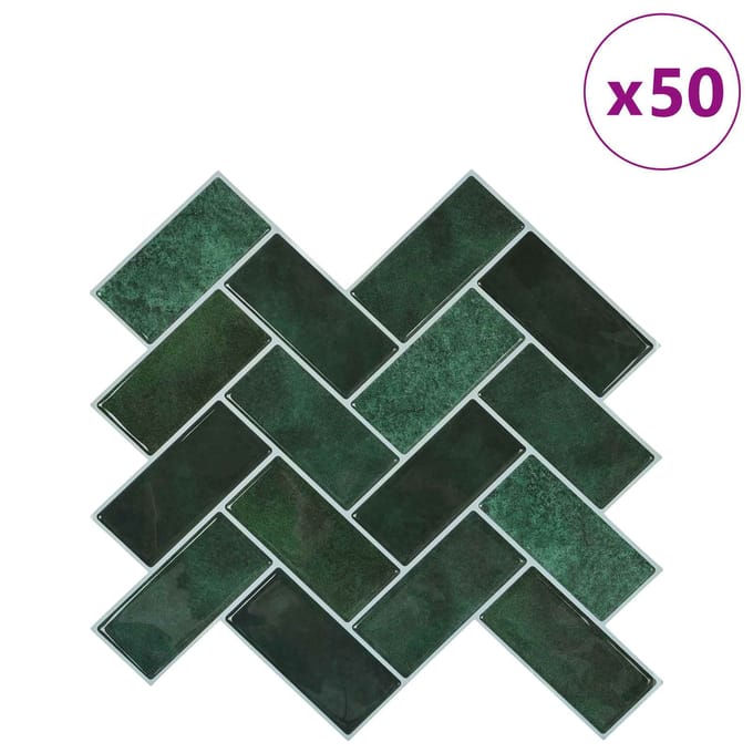 vidaXL - Visgraat - Tegel - 50 - st - Donkergroen - 30 - x - 30 - cm - Polyurethaan - en - PET