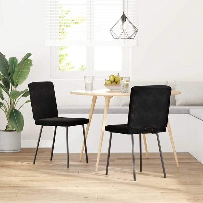 vidaXL - Eetkamerstoelen - 2 - st - fluweel - zwart