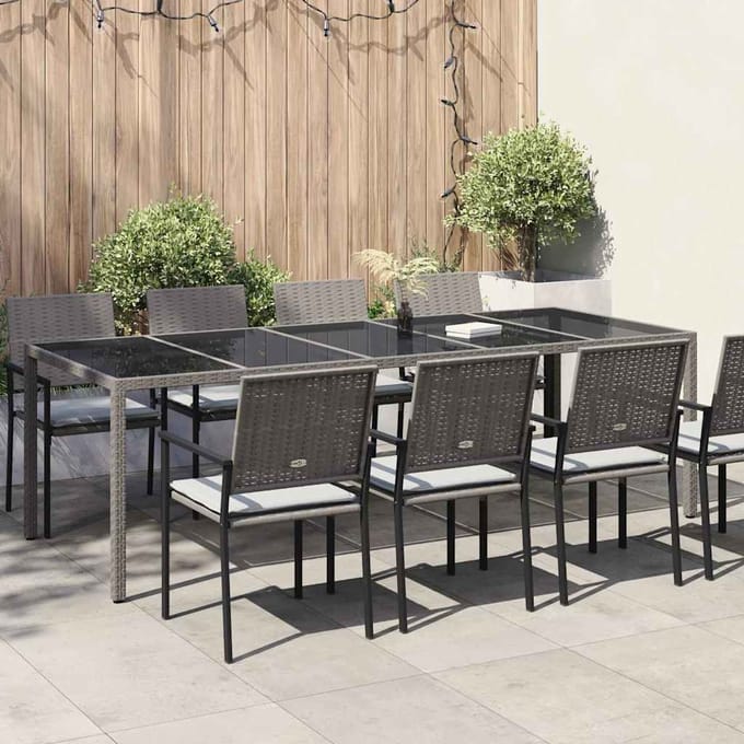 vidaXL Tuin Tafel Grijs 250 x 100 x 75 cm poly rattan