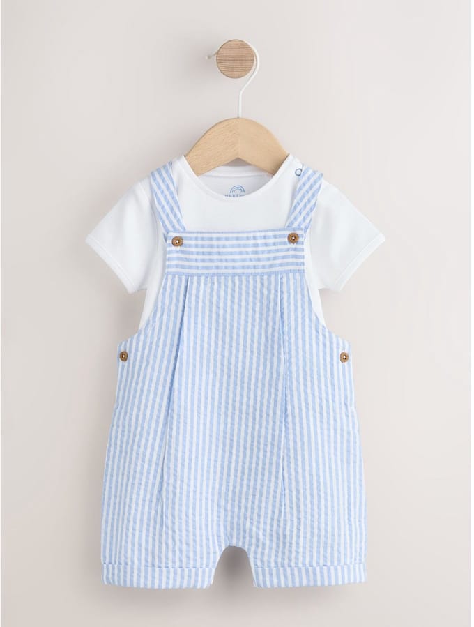 Next - Jongens - Set voor baby's geweven tuinbroek en rompertje - Blauw