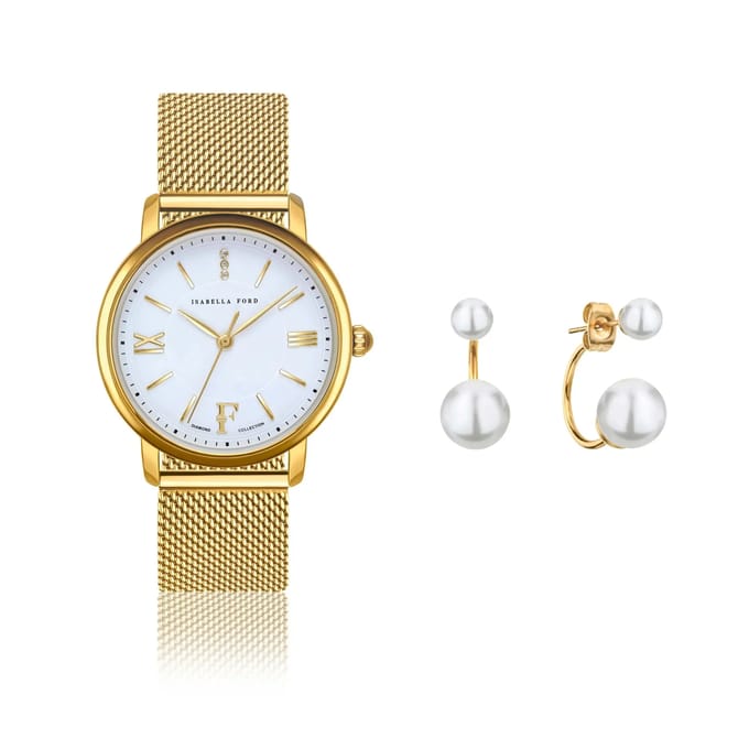 Set van horloge en oorbellen voor dames Isabella Ford Selene