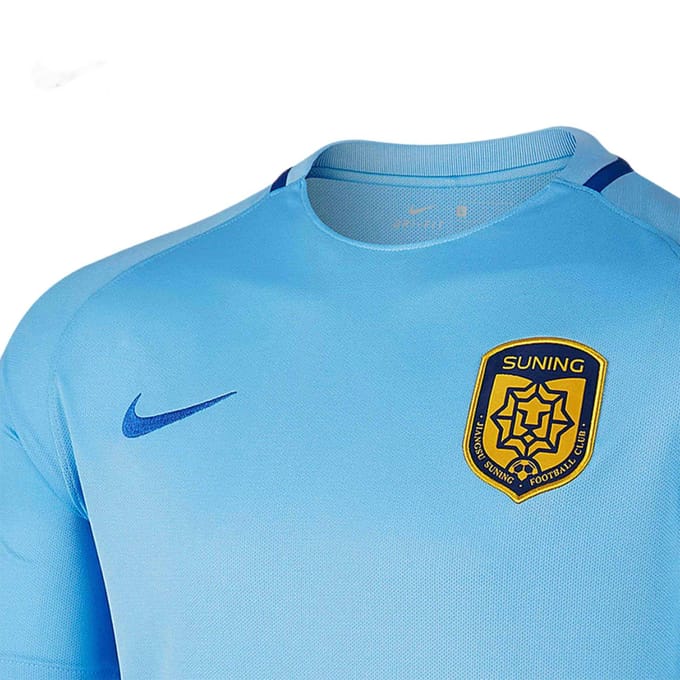 Nike Jiangsu Suning F.C. T-shirt à Manches Courtes et Col Rond d'Entraînement de Football pour Homme Tops Bleu 889226-488 M gray