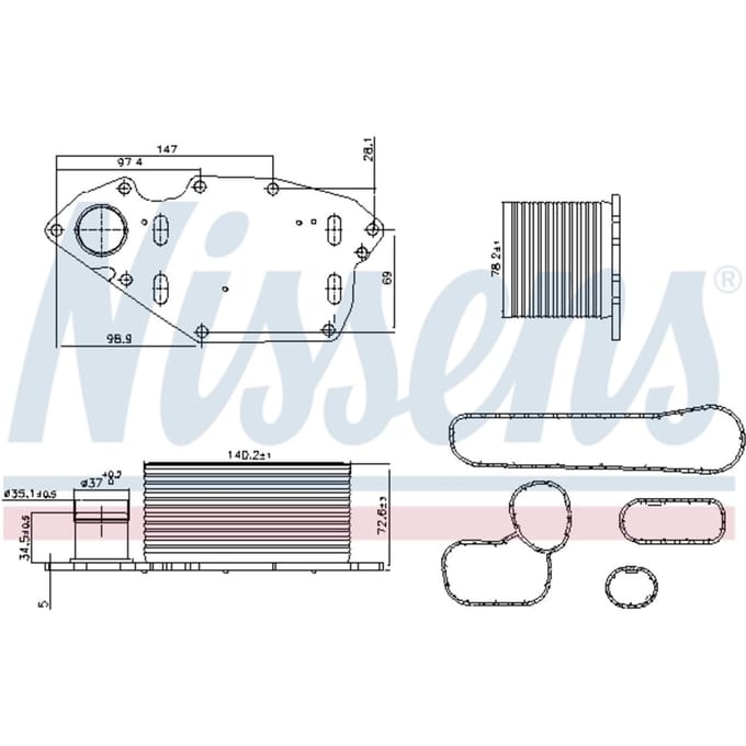 Olie radiator, motorolie NISSENS 91303