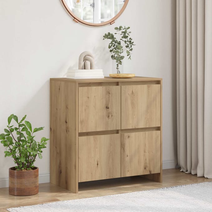 vidaXL - Dressoir - Artisan - Eiken - 70 - x - 41 - x - 75 - cm - Bewerkt - hout