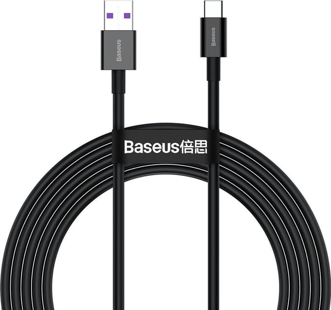 BASEUS - USB-KABEL - USB TYPE C - 66 - W - (11 - V / 6 - A) - HUAWEI - SUPERCHARGE - SCP - 2 - M - ZWART