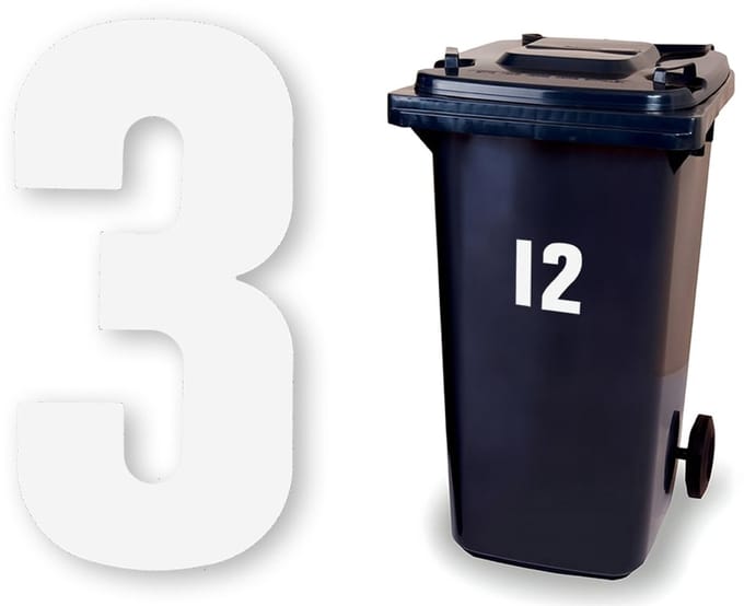 Huisnummer kliko sticker - Nummer 3 - Wit groot - container sticker - afvalbak nummer - vuilnisbak - brievenbus - CoverArt