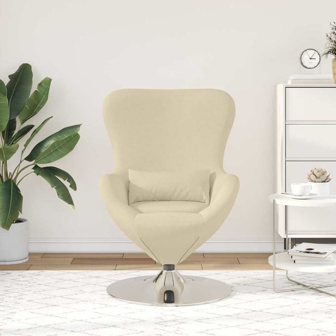 vidaXL - Eivormige - stoel - Crème - 63 - x - 73 - x - 90 - cm - Stof