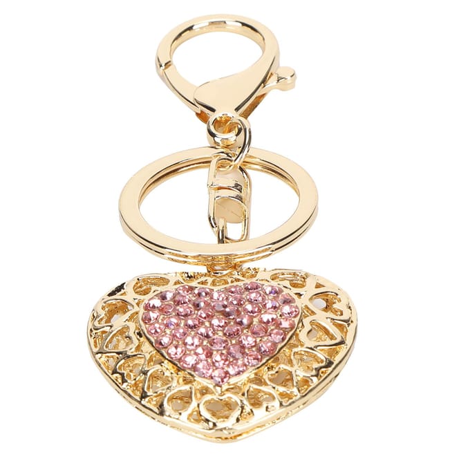 Sleutelhanger Liefdeshart Strass Sleutelhanger Hanger Accessoires voor Damentas en Portemonnees beige