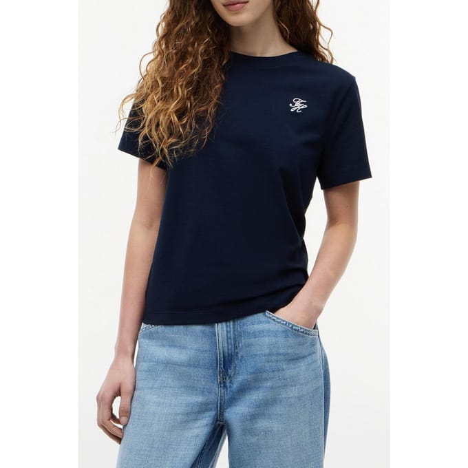 Tommy Hilfiger Th Script Regular C-neck Dark Night Navy Größe: S | Hemden Outlet | Damen | Schwarz