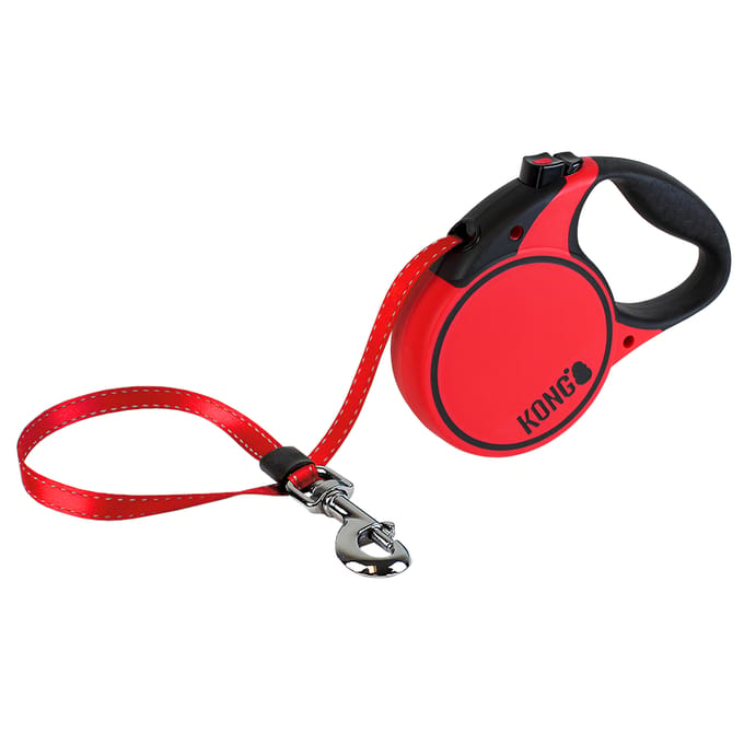 KONG Terrain Rollijn – Hondenriem – Met remsysteem - Tot 50 kg - L - 5 Meter - Rood