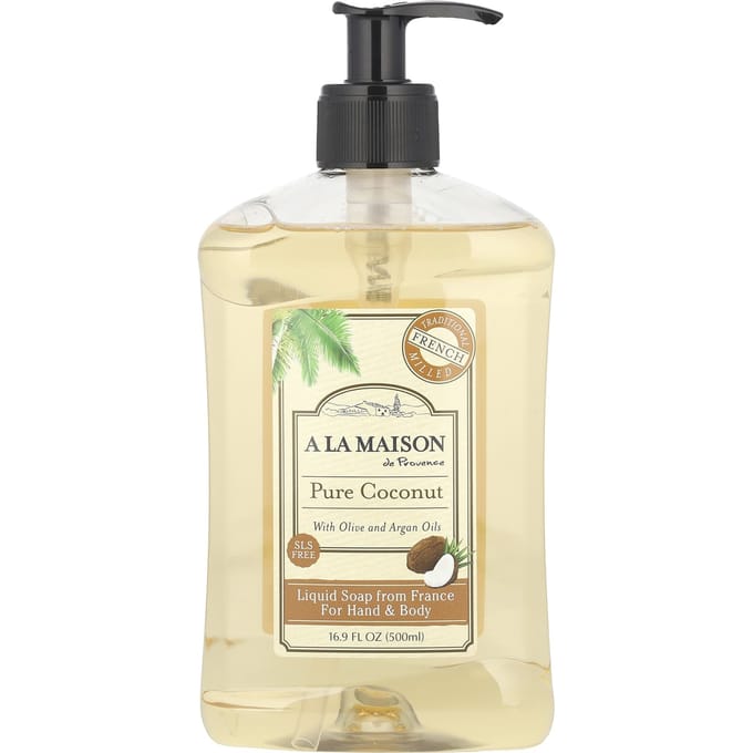 A La Maison de Provence, Savon liquide pour les mains et le corps, noix de coco pure, 500 ml (16,9 onces liquides) beige