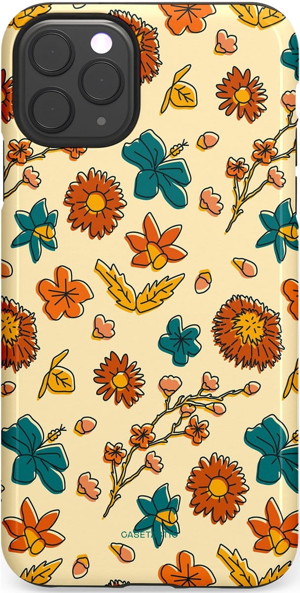 Casetastic hoesje geschikt voor Apple iPhone 11 Pro Max - Dubbellaagse bescherming - Boranisch veld - Fashion Case - Crème Terracotta Okergeel
